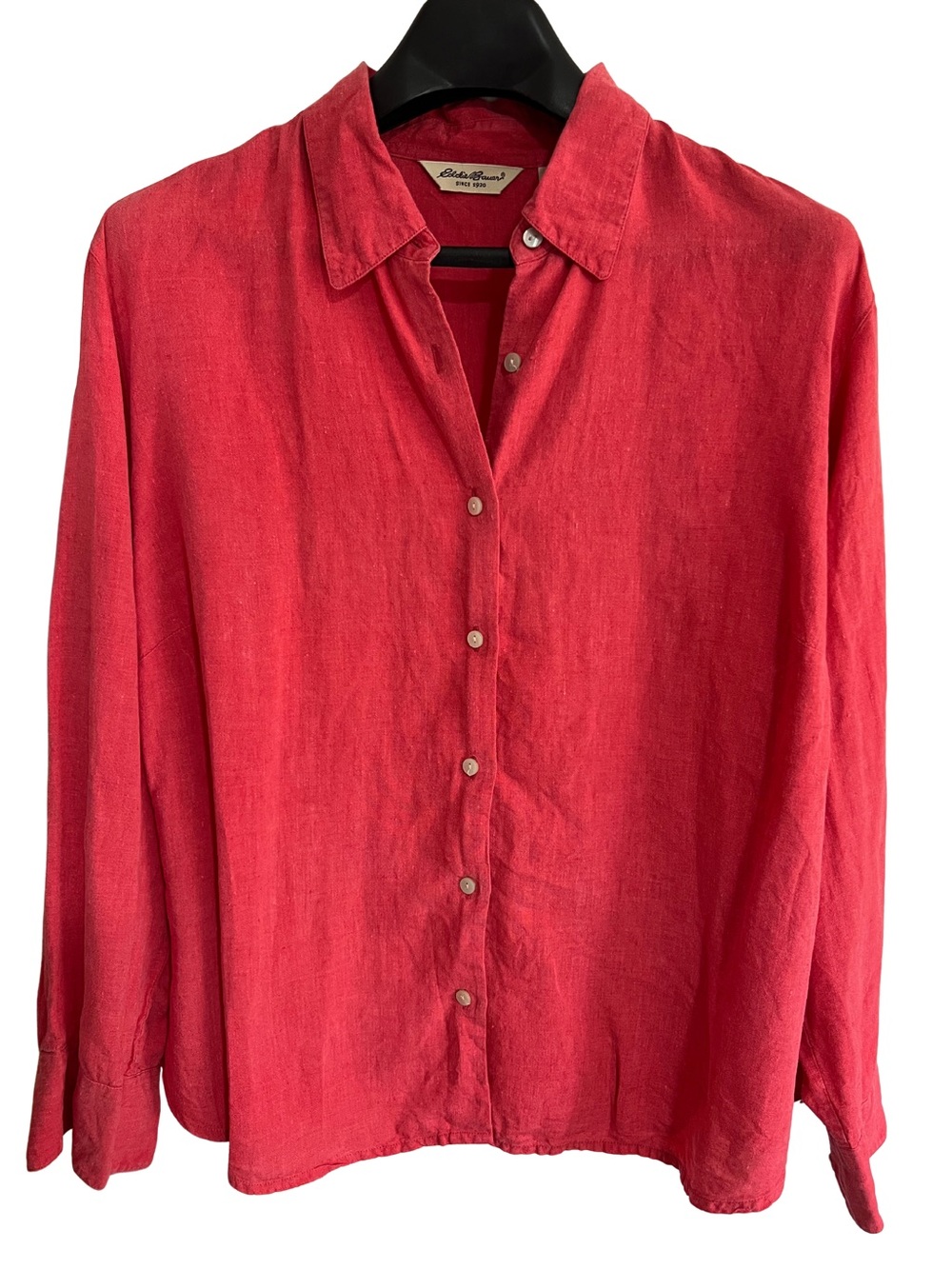 3X Eddie Bauer Strawberry Pink Linen Button-Down Shirt